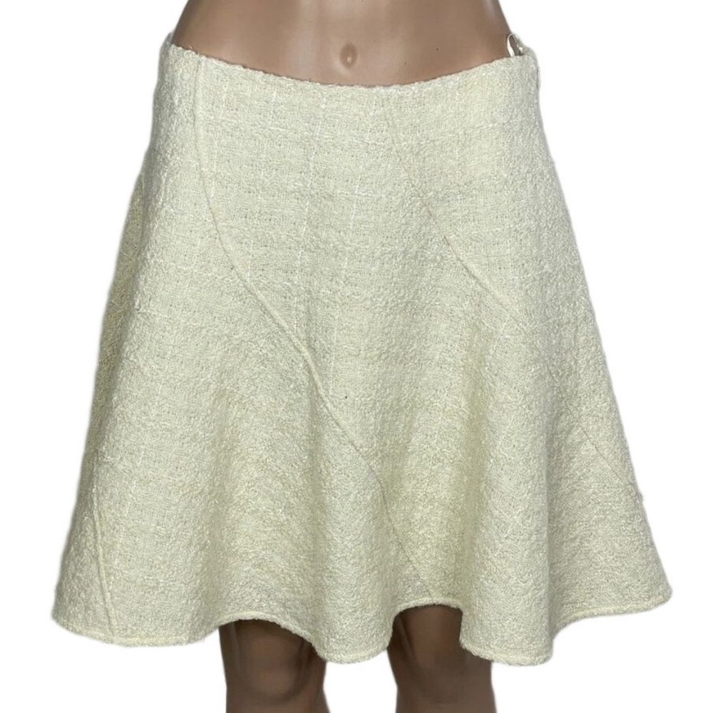 Givenchy Tweed Wool Mini Skirt Ivory Size 6